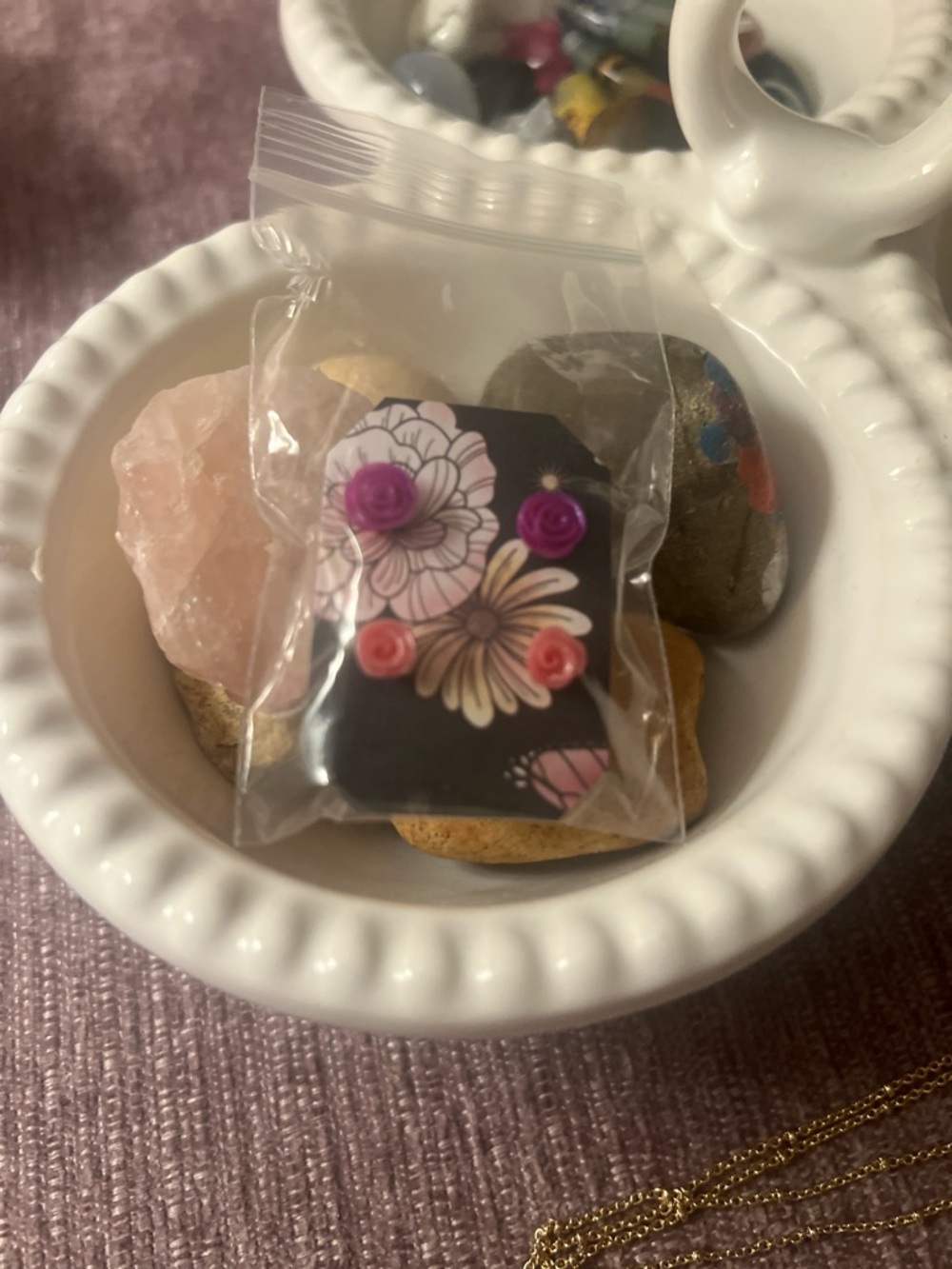 Two Sets Hand Crafted Rose Earrings